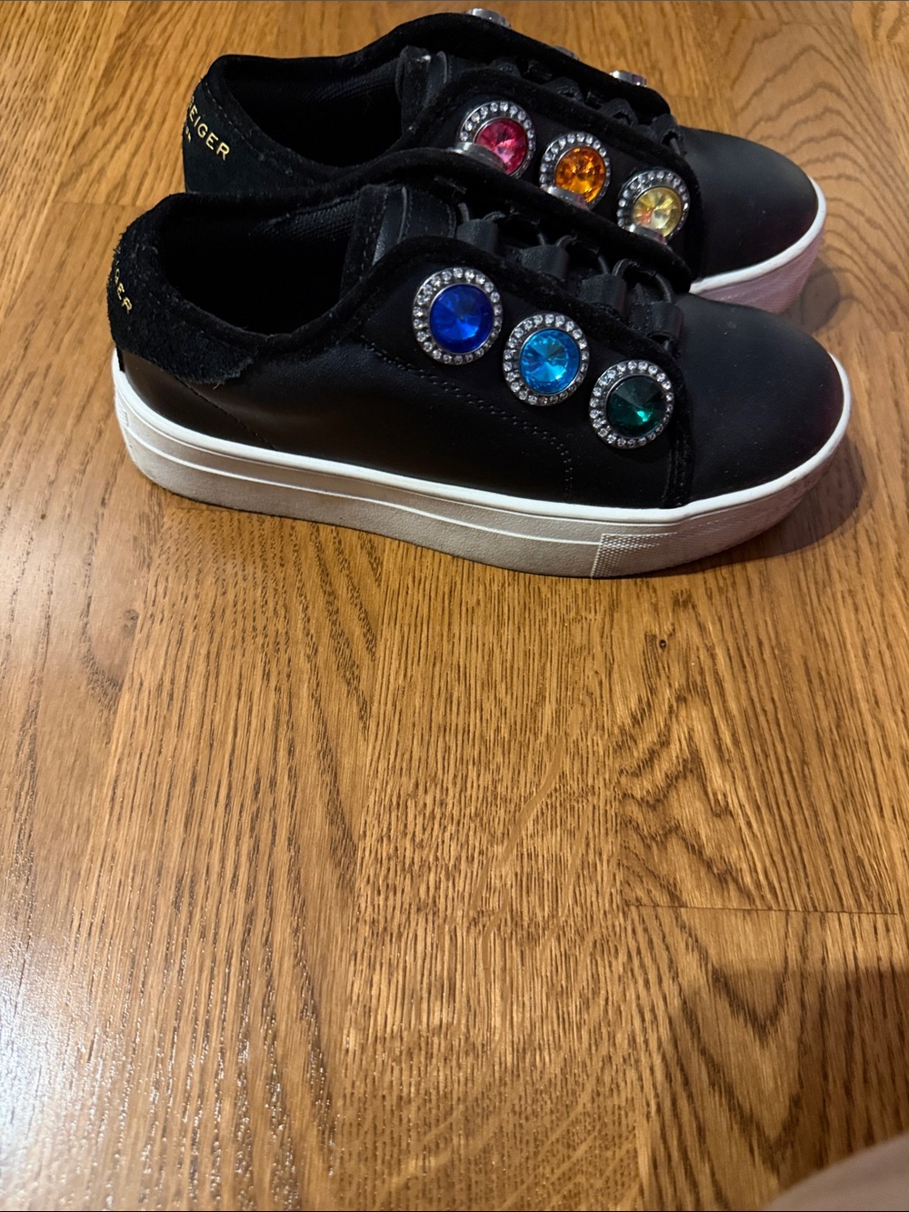 Kurt Geiger Black Kids Sneakers with Multicolored Jewel Accents